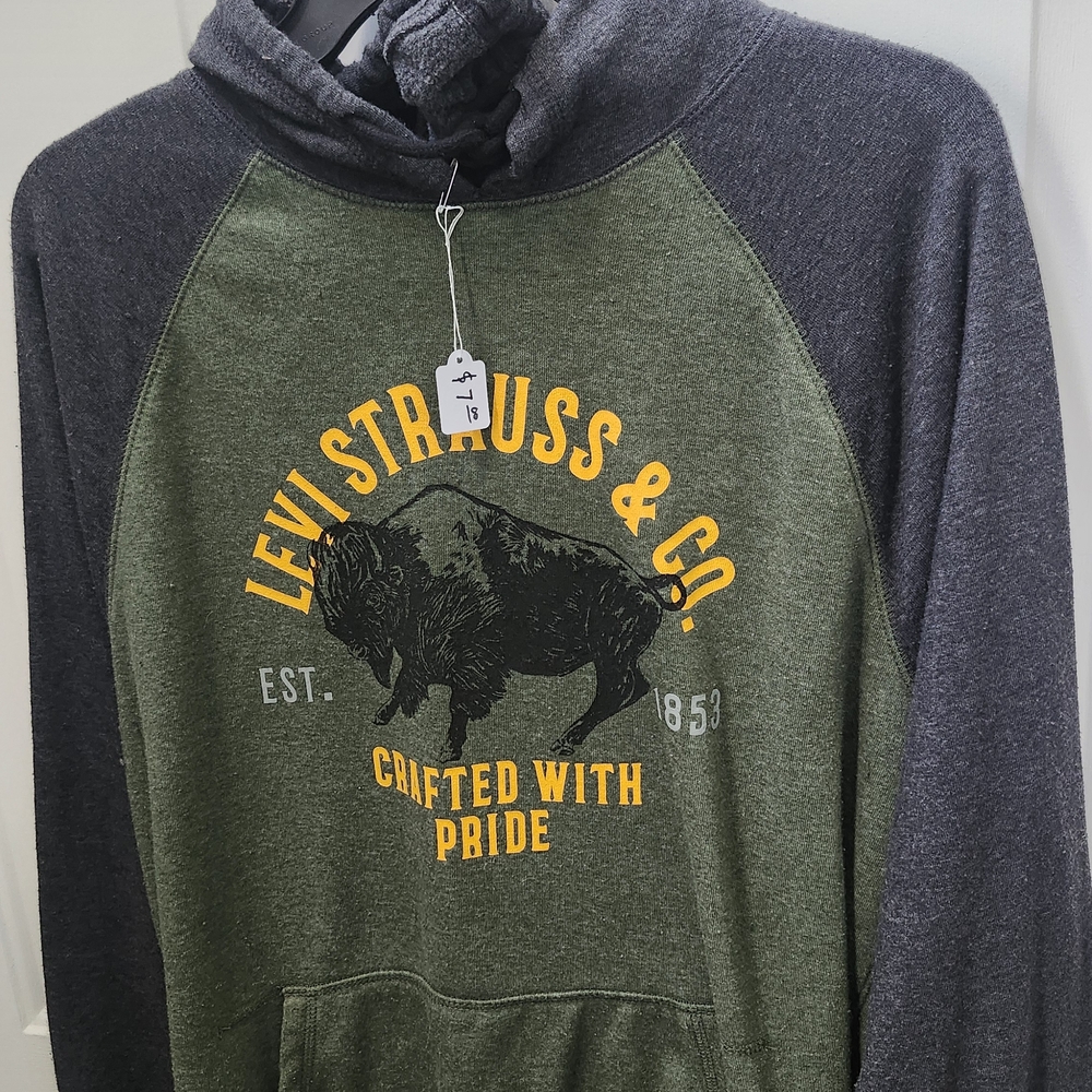 Levi's Green and Gray Hoodie with Yellow Logo